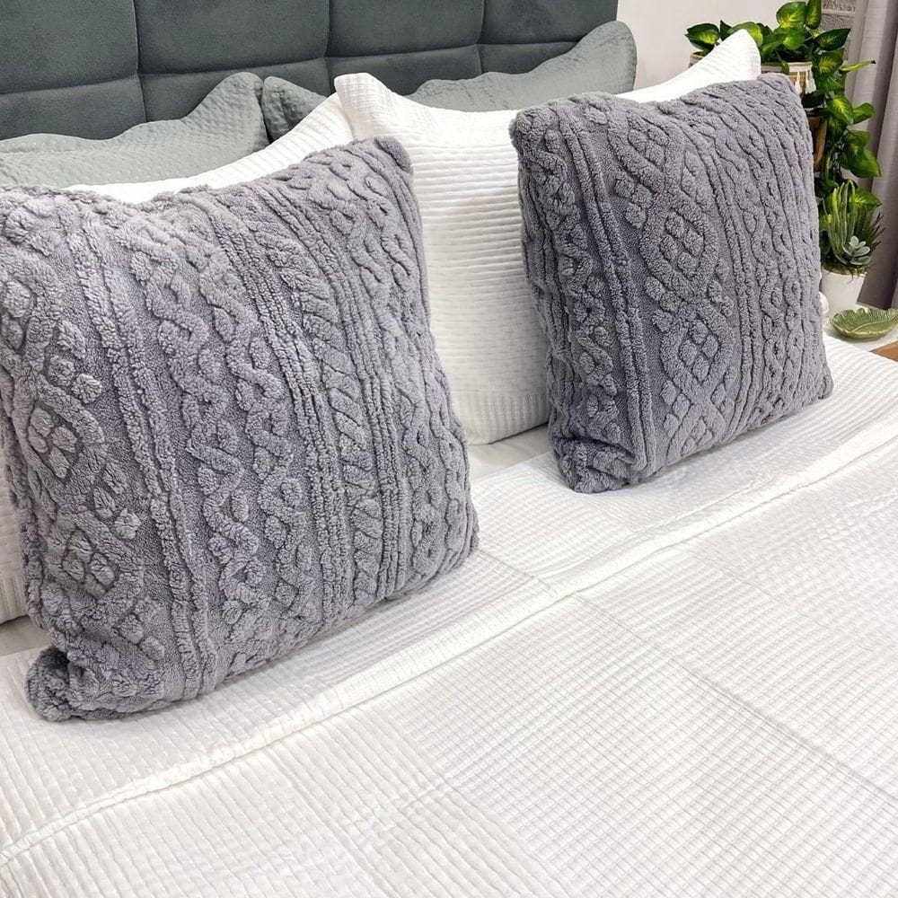 Kit 2 Almofadas Comfy 50x50 Franci Tricot Cinza