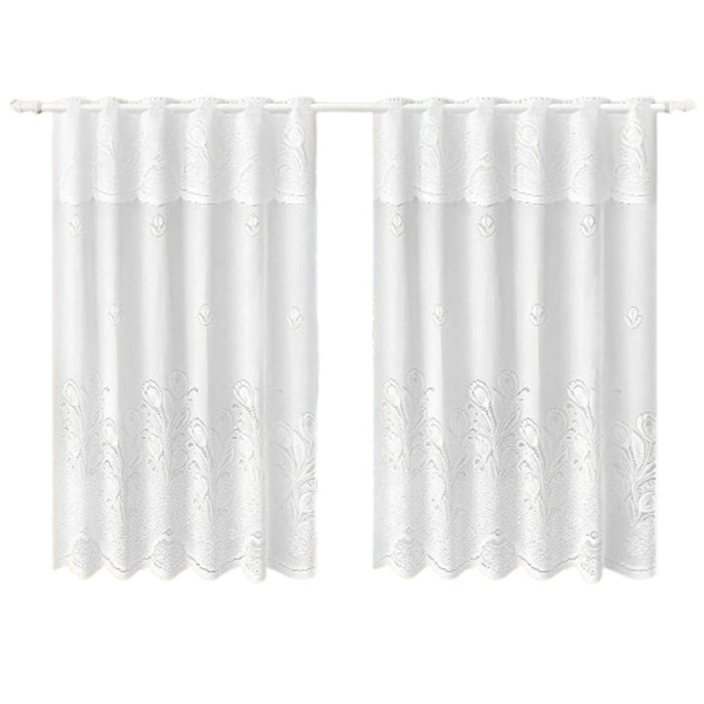 Cortina Renda Cozinha Tulipa Branca 2,00Larg X 1,30Alt