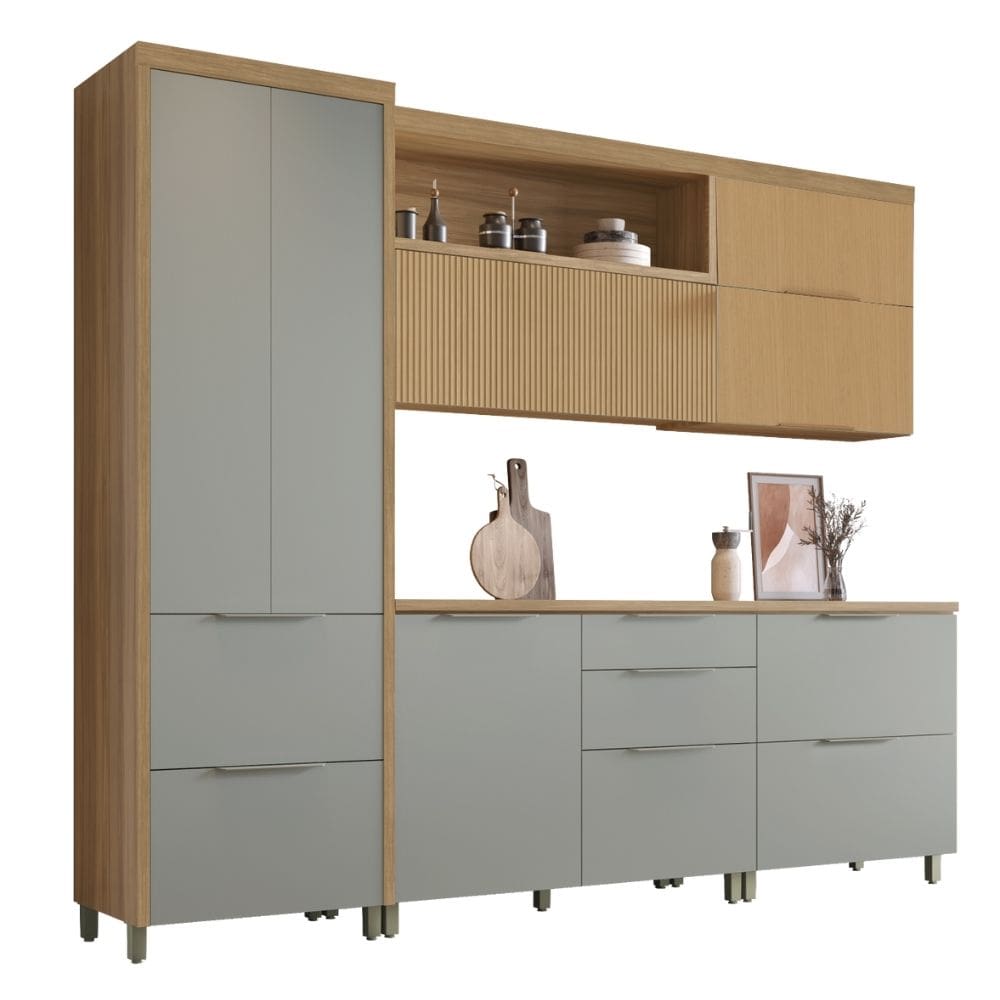 Armário De Cozinha Completa 100% Mdf 7 Portas 6 Gavetas Mariah Nesher