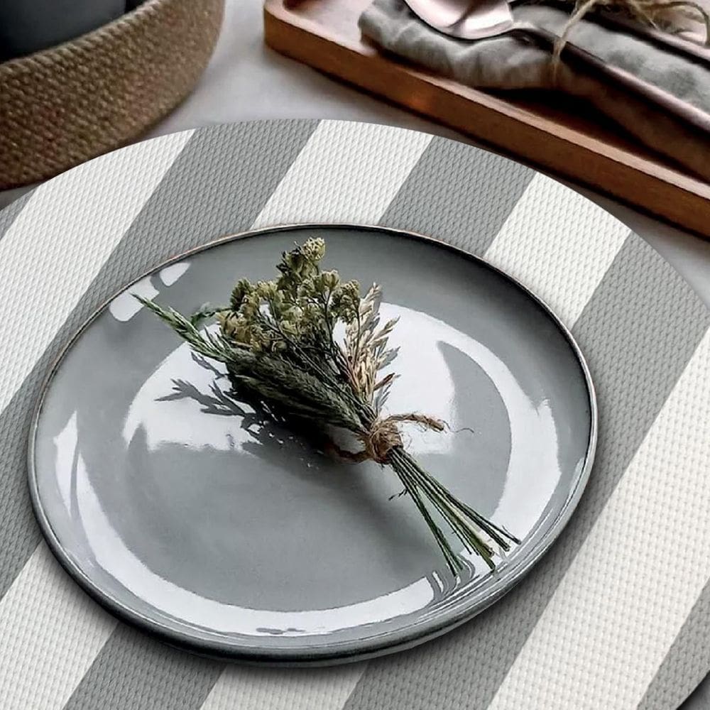 12 Jogo Americano Navy Alto Padrão Impermeável Redondo Br Cz