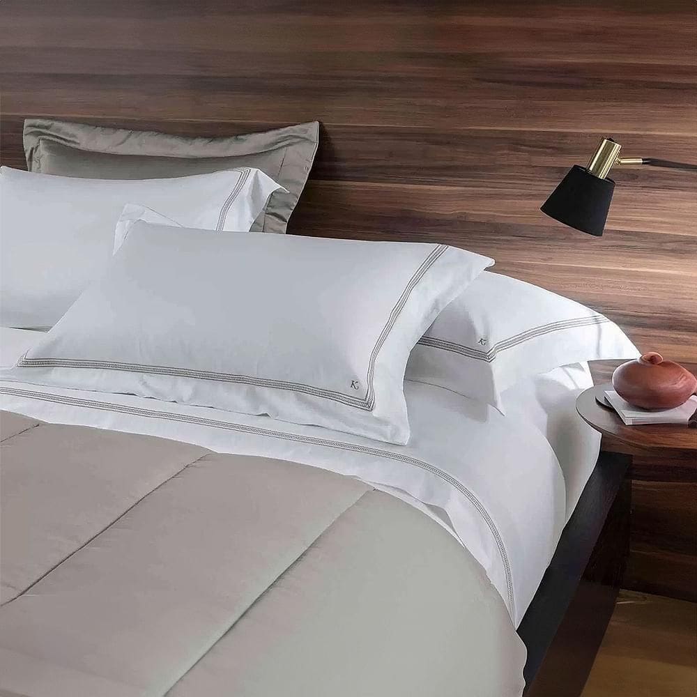 Jogo Cama King Em Algodão 300 Fios Munique Kacyumara Branco