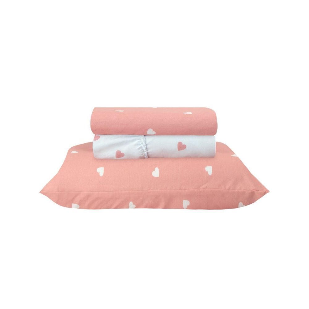 Jogo De Cama Solteiro Sultan 180F Sonhare Prata Coração 3 Pç