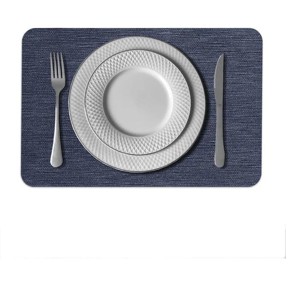 2X 6 Jogo Americano Juta Azul - Impermeável Limpa Facil Pvc