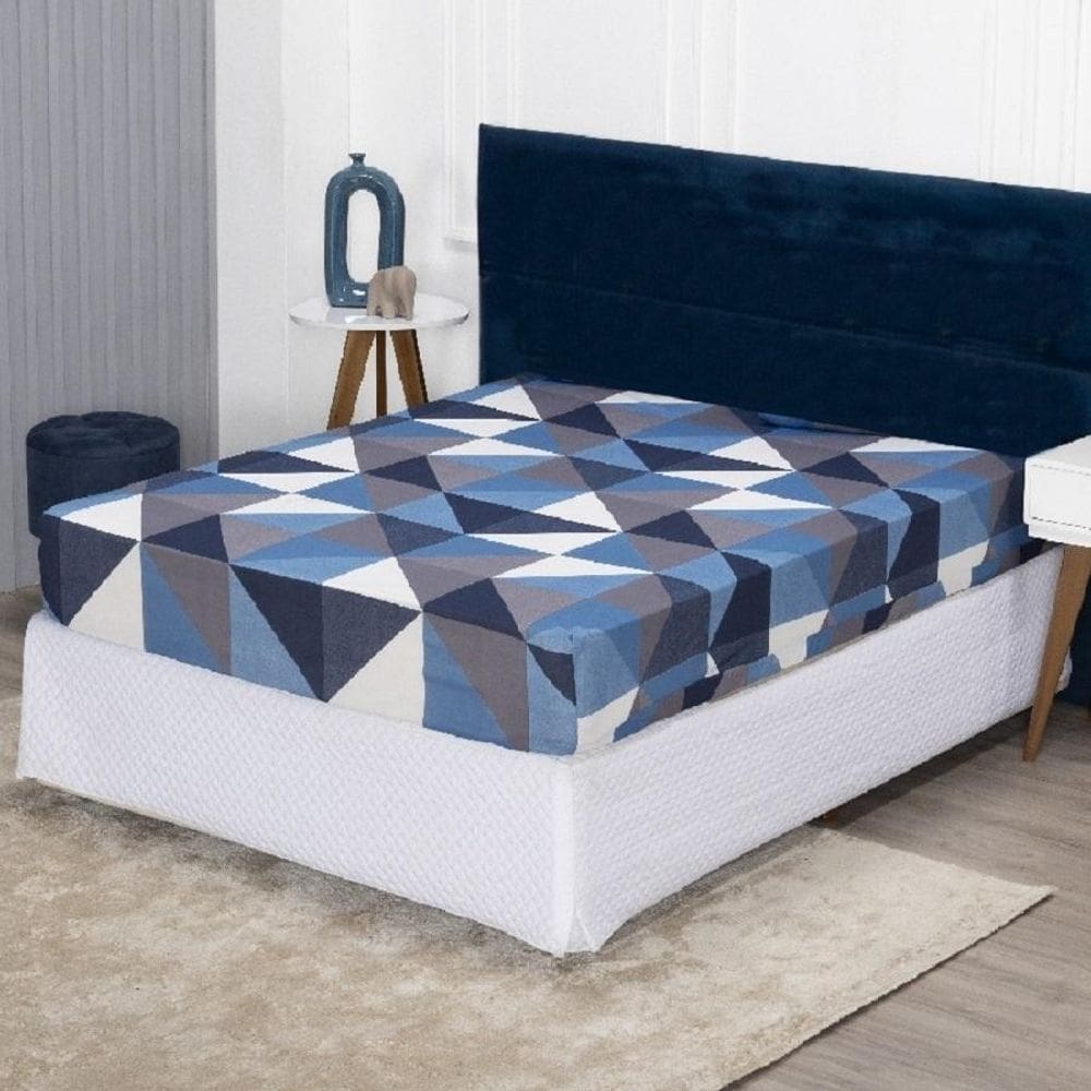 Lençol Queen Com Elástico Prático Malha Estampada 1 Peça