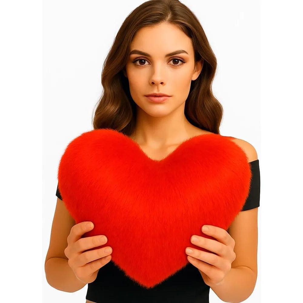 2X Almofadas Decorativas De Pelúcia Pelo Curto Luxo Coração