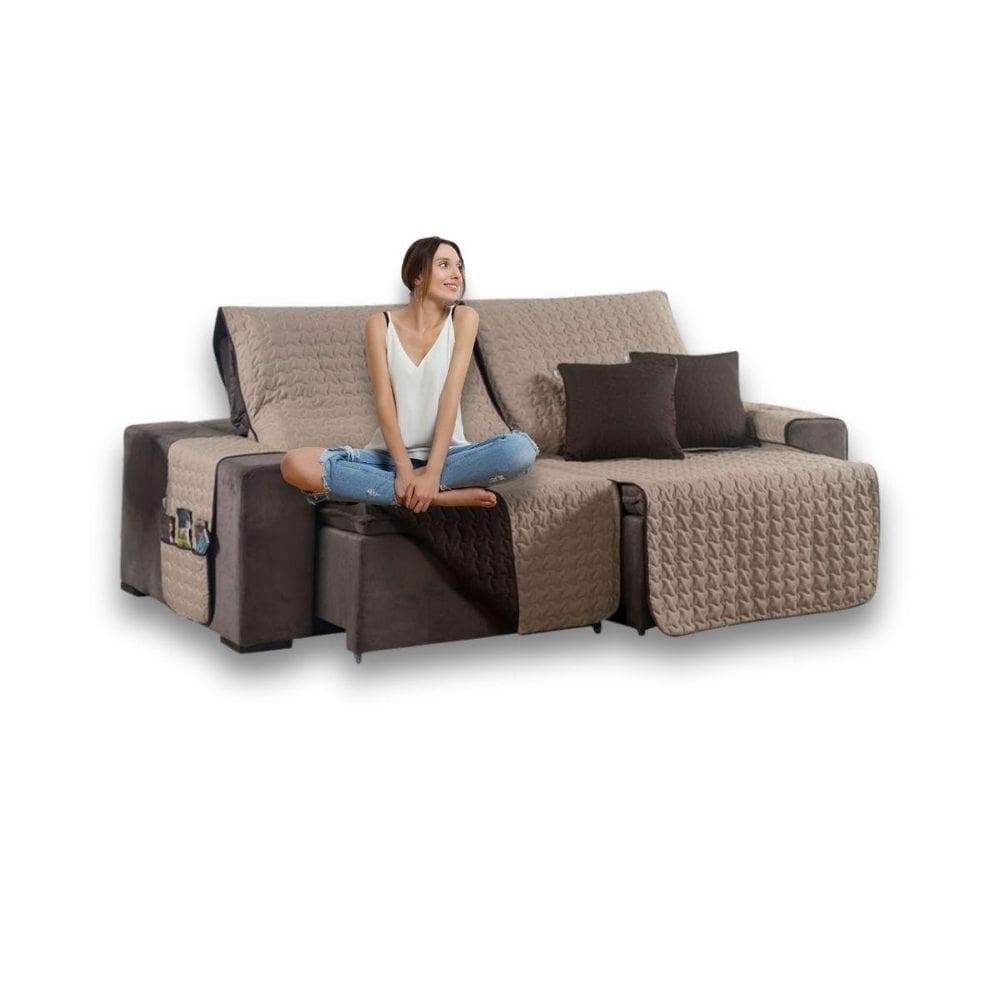 Kit 3Pçs Capa Sofá Retrátil Shield Matelada Dupla Face 400