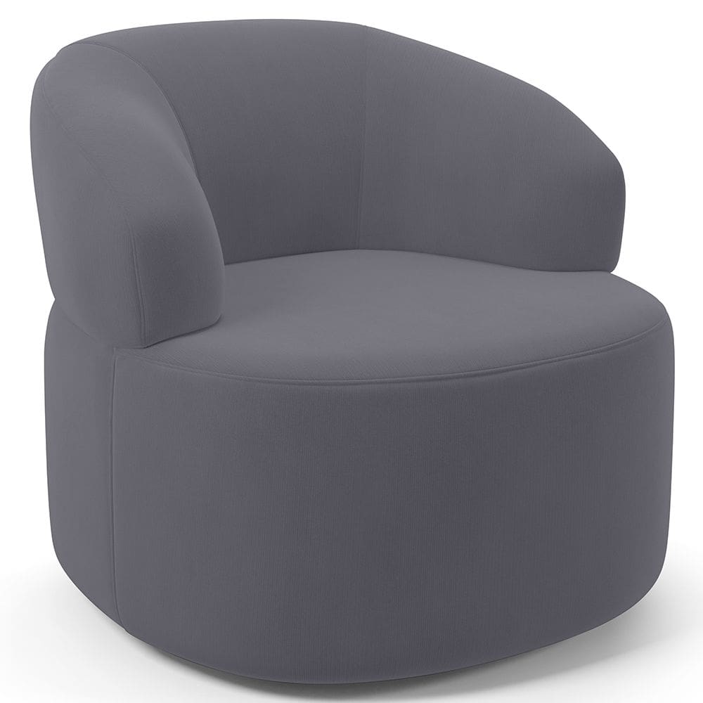 Poltrona Giratória Orgânica Para Sala de Estar Living Helena L02 Suede Cinza - Lyam Decor