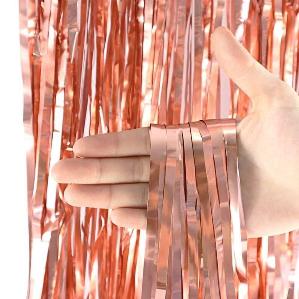 Cortina Gold Rosê Metalizada Fitas Para Decoração E Cenários
