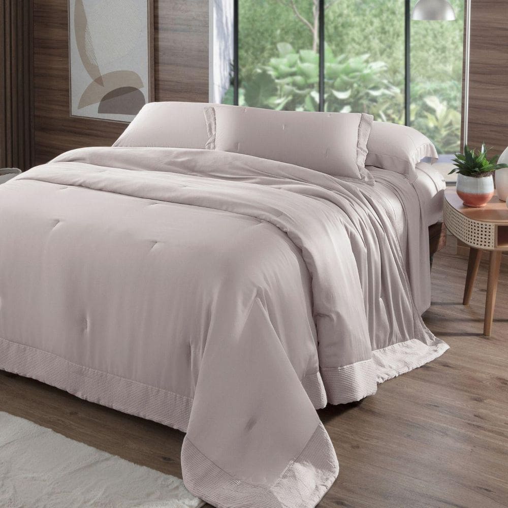 Colcha Queen 400 Fios Kacyumara Bambu Bali 03 Peças Rose