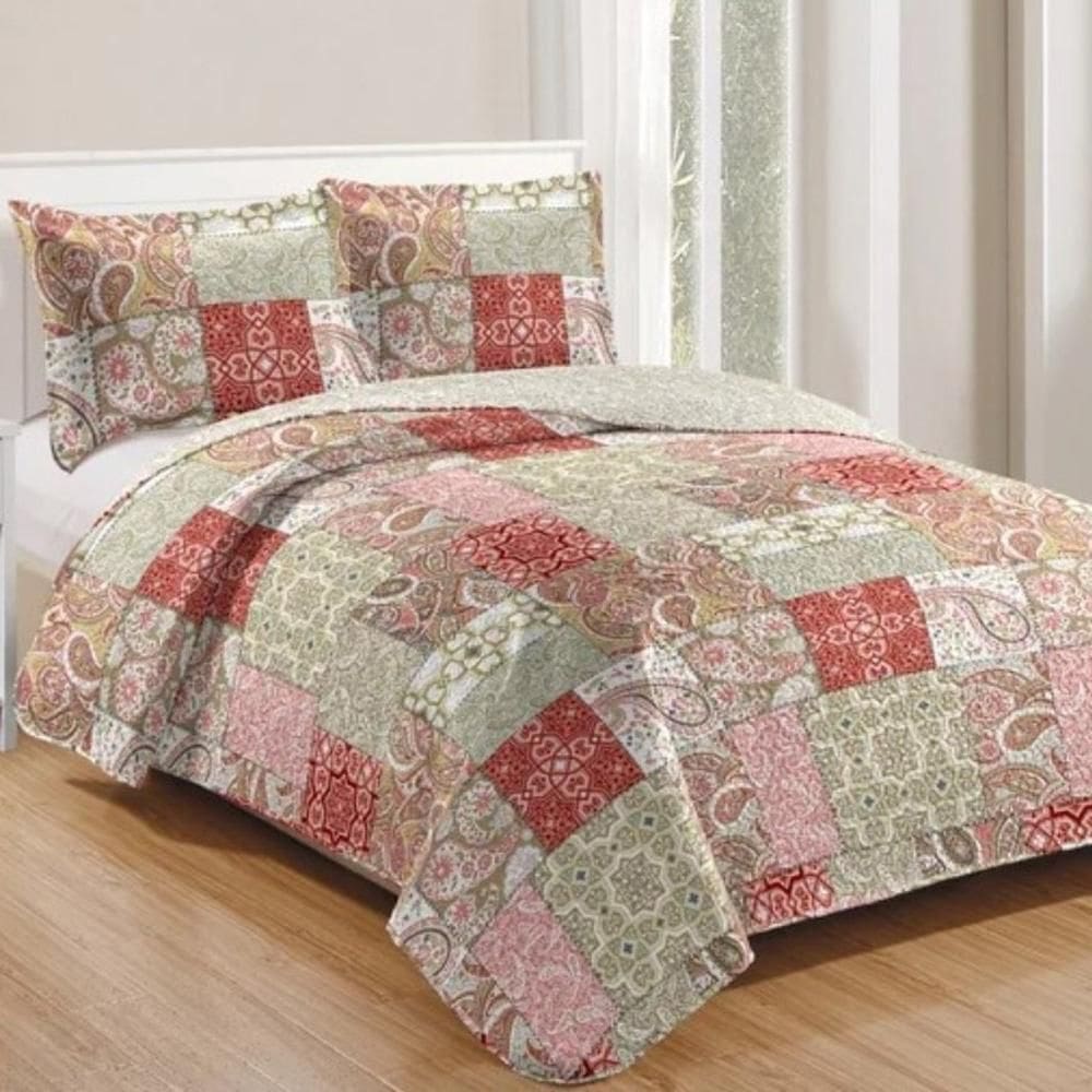 Kit Cobre Leito Colcha Mix King Estampado Dupla Face Floral