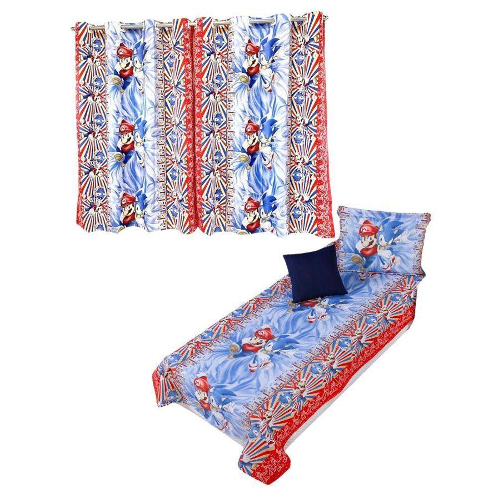 MP - Kit Colcha Cobre Leito Cortina Infanti