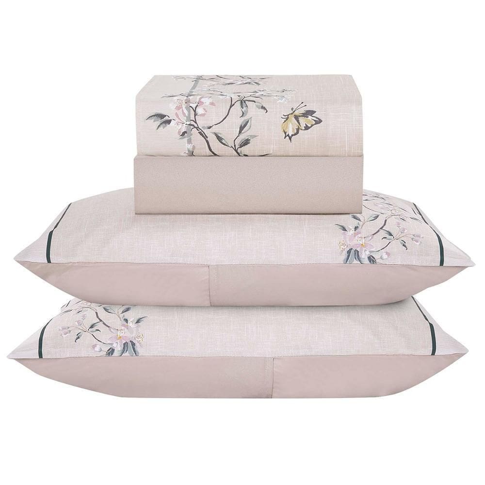 Jogo Cama Lençol Casal Bouquet Percal 300 Fios 4 Peças Rosê
