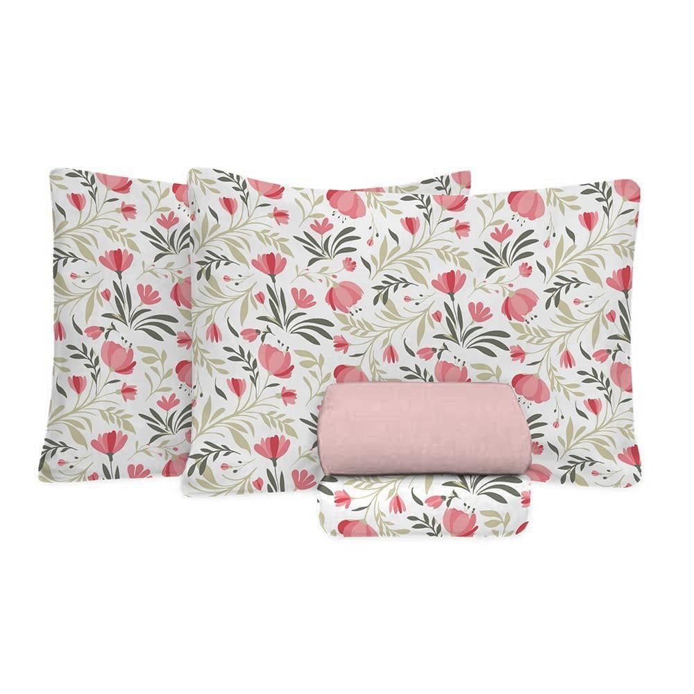 Jogo De Cama King 4 Peças 100% Algodão 180 Fios - Luisa 7936