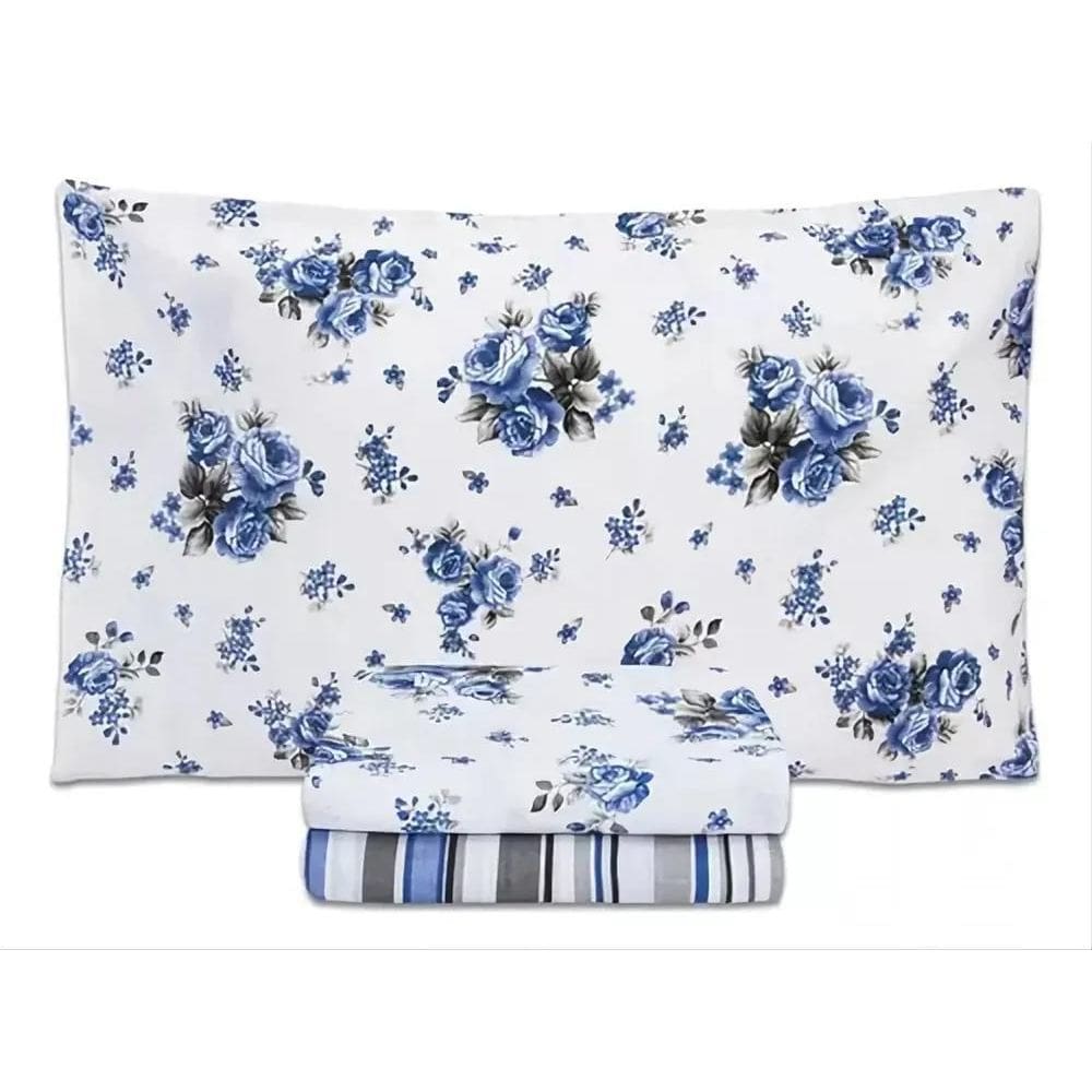 2X Jogo Lençol Casal Padrão Box 400 Fios Toque Aveludado 3 P