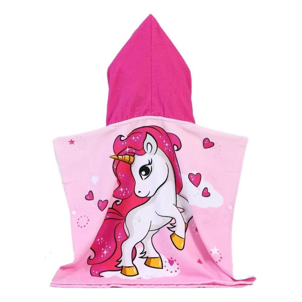 2X Roupão Atoalhado Infantil Unicórnio Com Capuz Praia Pisci