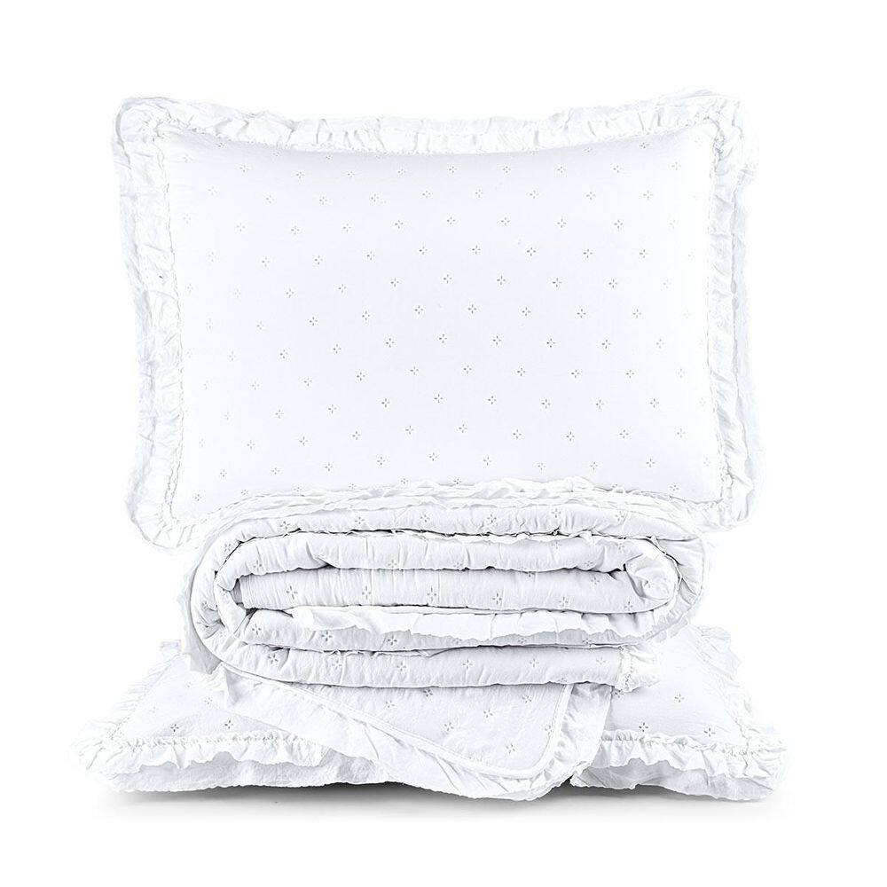 Kit Colcha Vitta King Matelado Babadinhos 200 Fios 3P Branco