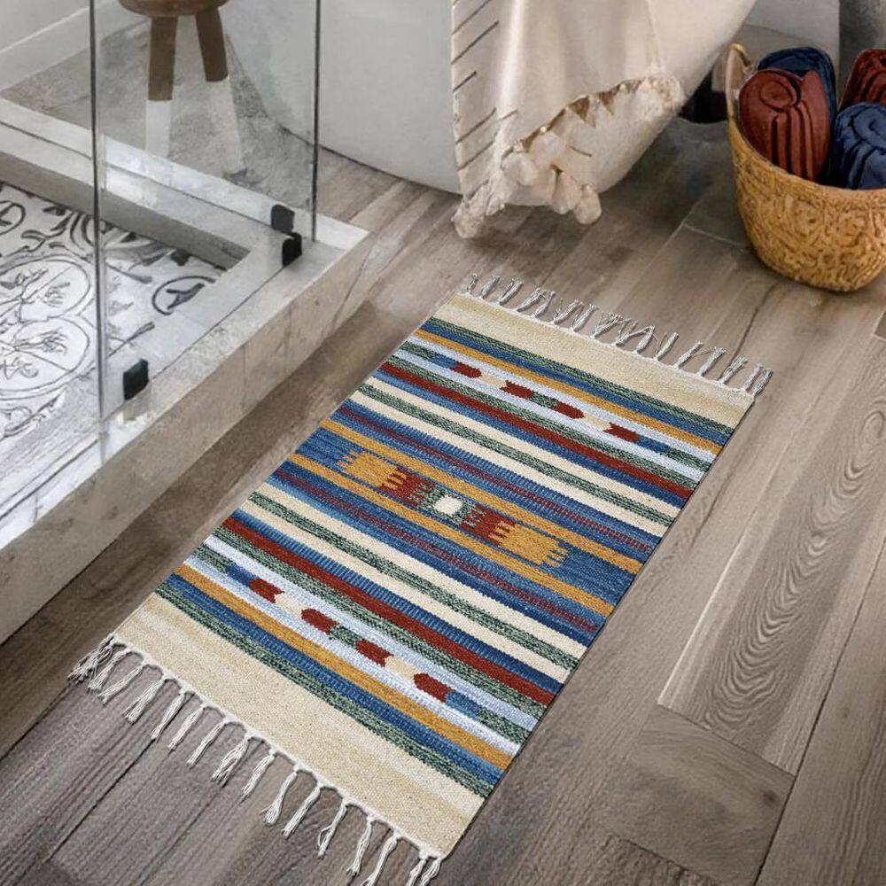 2 Tapete Banheiro Kilim Absorvente 100% Algodão 50 X 70 M08