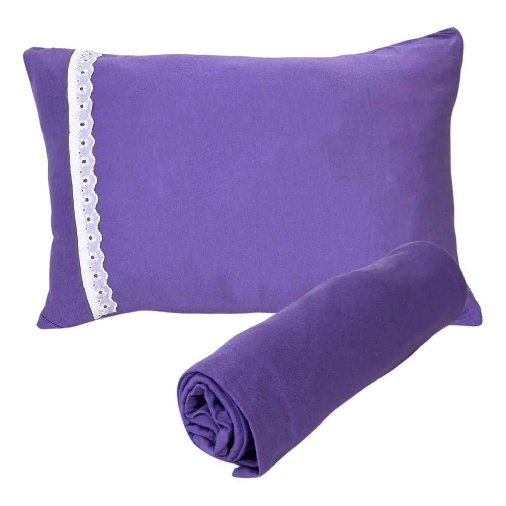 2X Lençol De Malha Solteiro 100% Algodão Fronha Macio Elasti