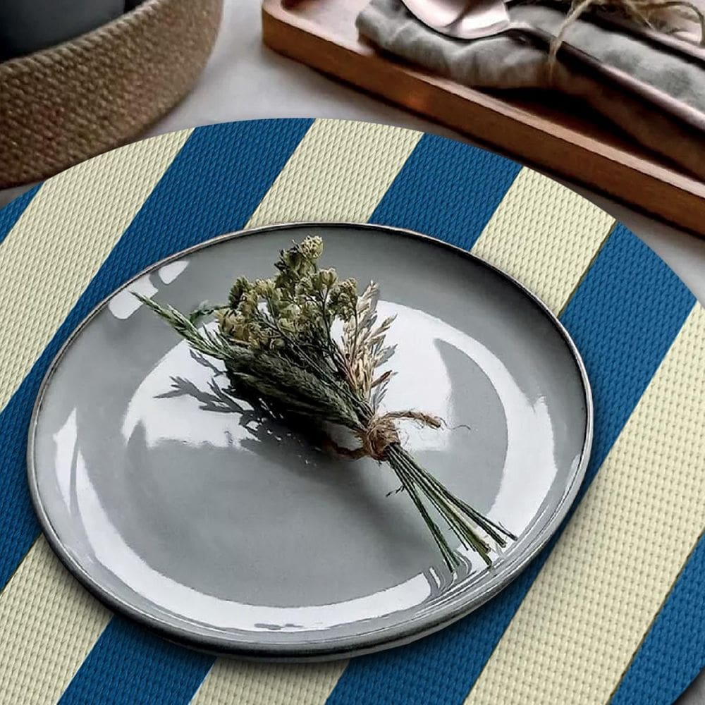 4 Jogo Americano Navy Alto Padrão Impermeável Redondo Bg Az