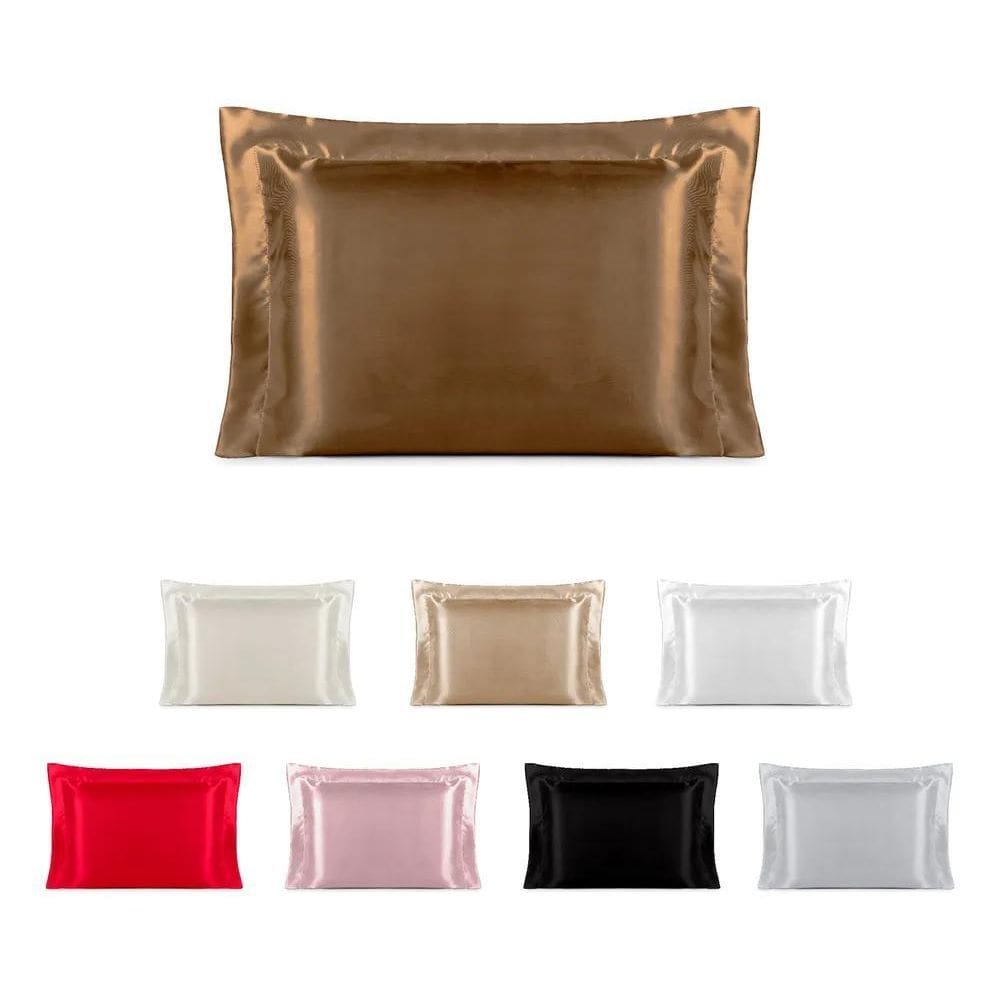 2X 2 Fronhas De Cetim Seda Antifrizz Com Abas 50X70