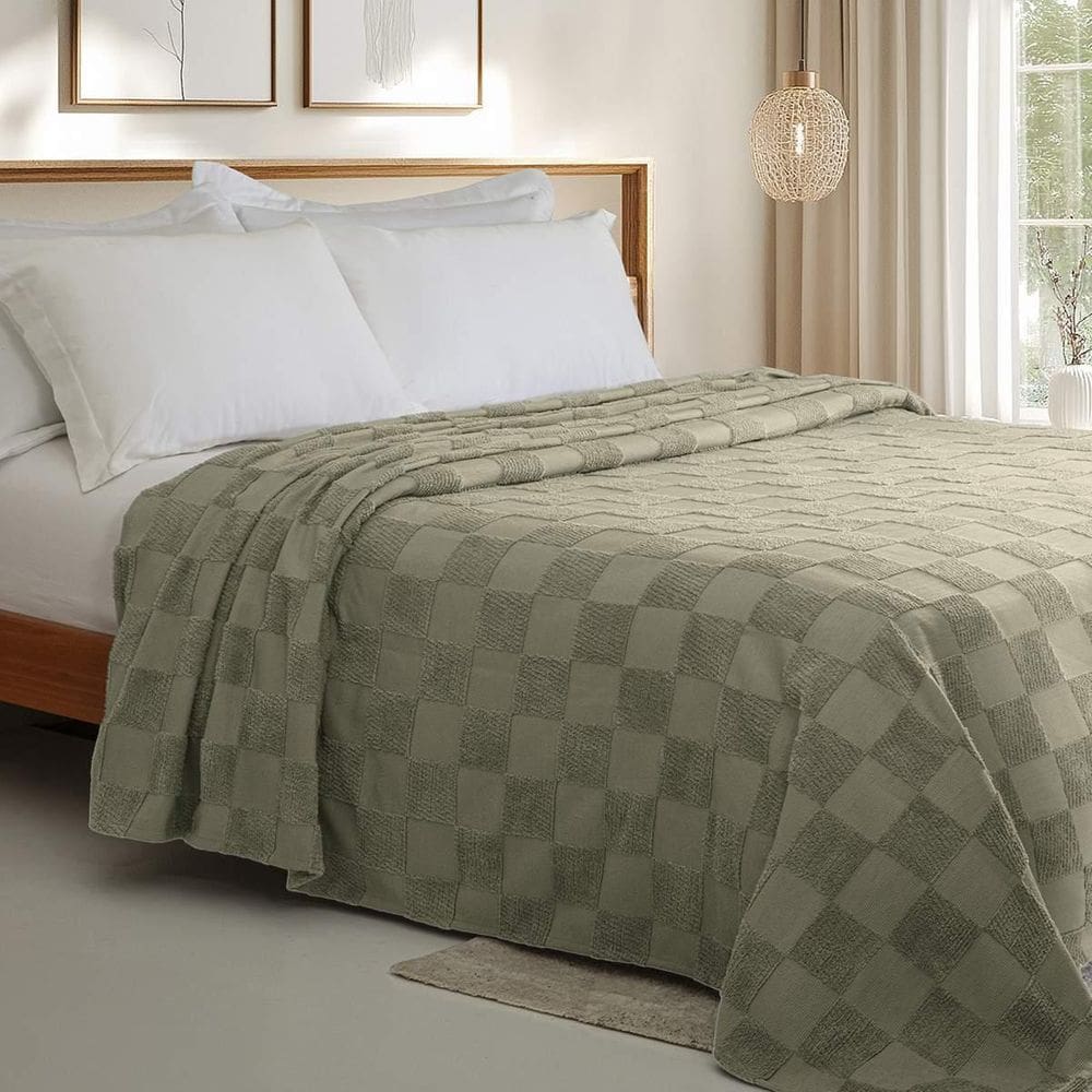 Colcha Chenille Jolitex Casal Nobre Toque De Algodão Verde