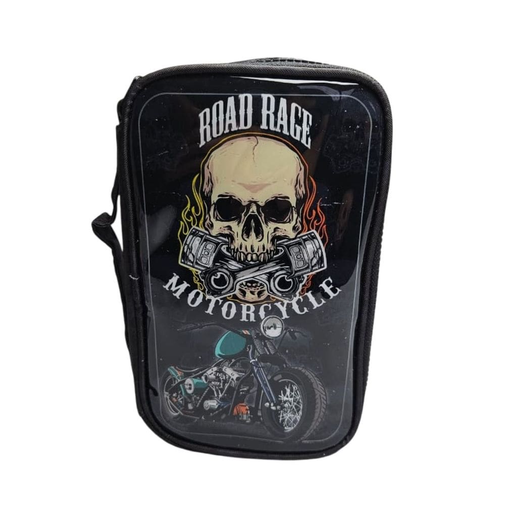Estojo Escolar Box Motorcycle Grande Reforçado Juvenil Aluno Organizador Prático Preto Lápis Aula