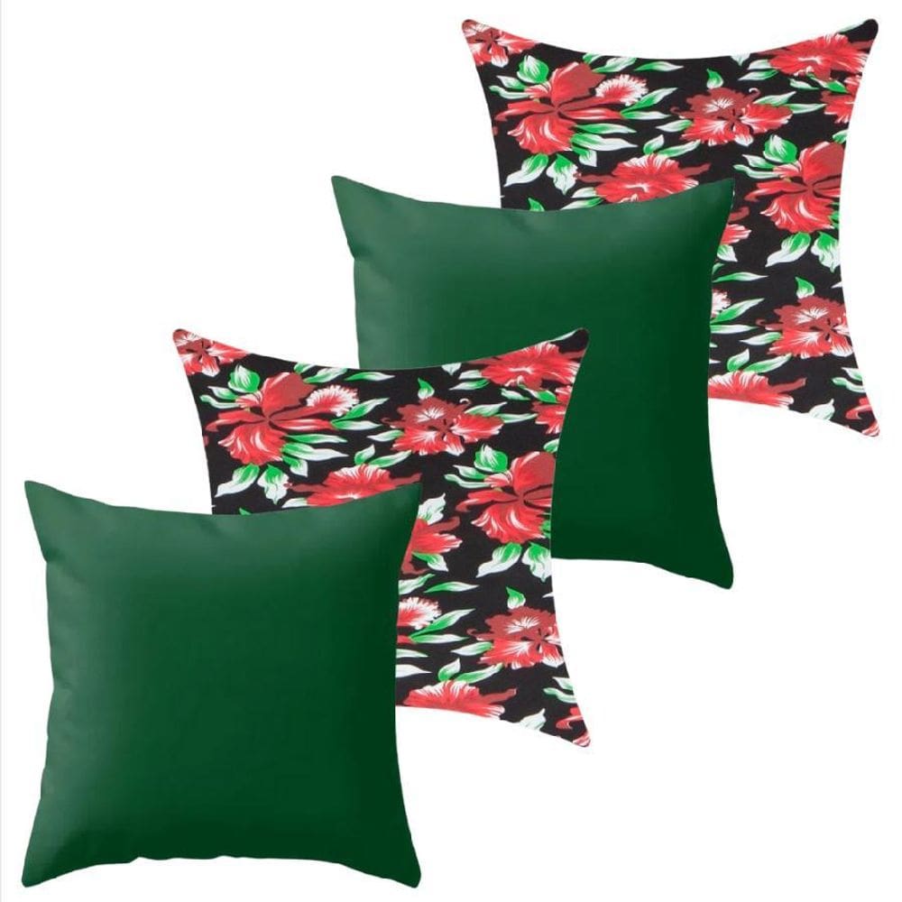 Kit 4 Capa De Almofada 40X40 Malha Com Zíper Lisa Estampada