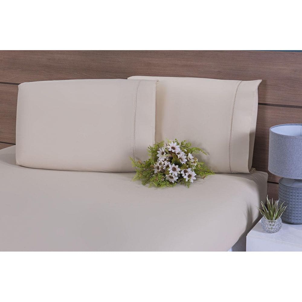 Jogo Lençol 3 Peças Cama Viúva Percal 200 Fios Caqui Liso