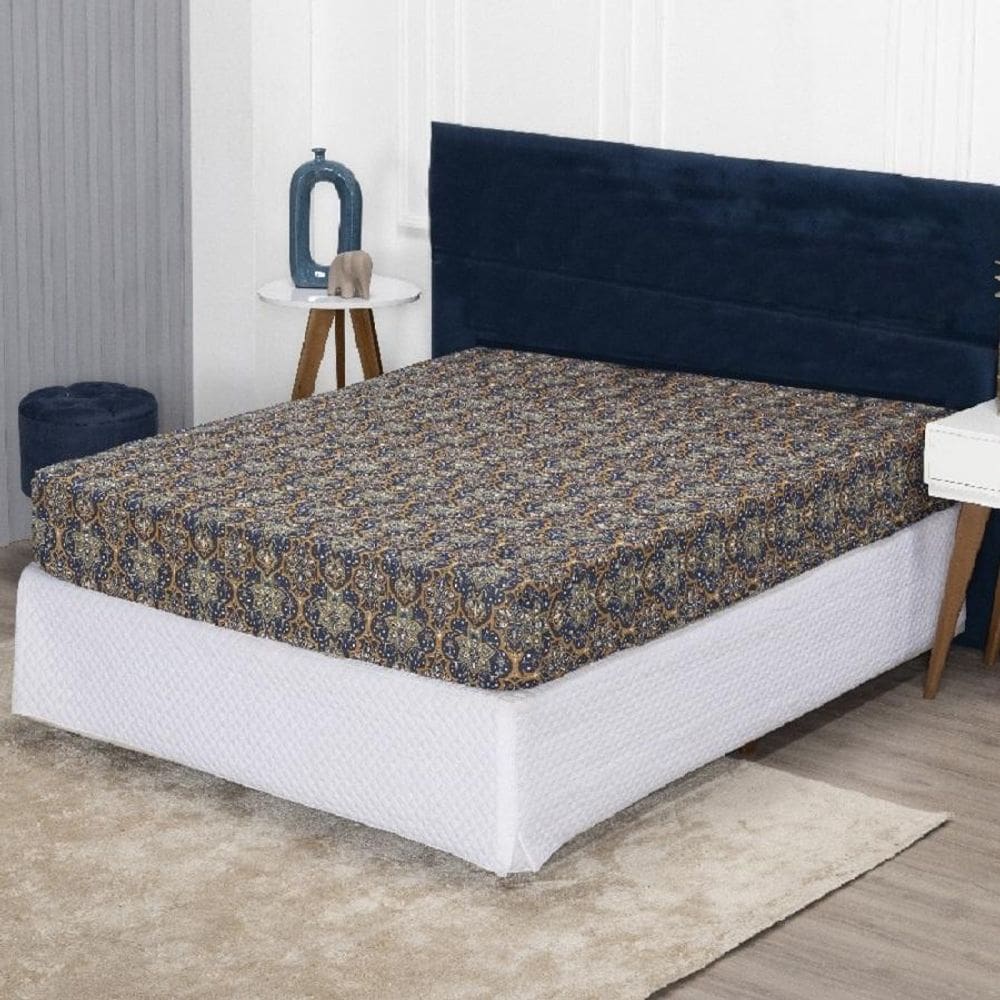 Lençol Solteiro Com Elástico Prático Malha Estampada 1 Peça