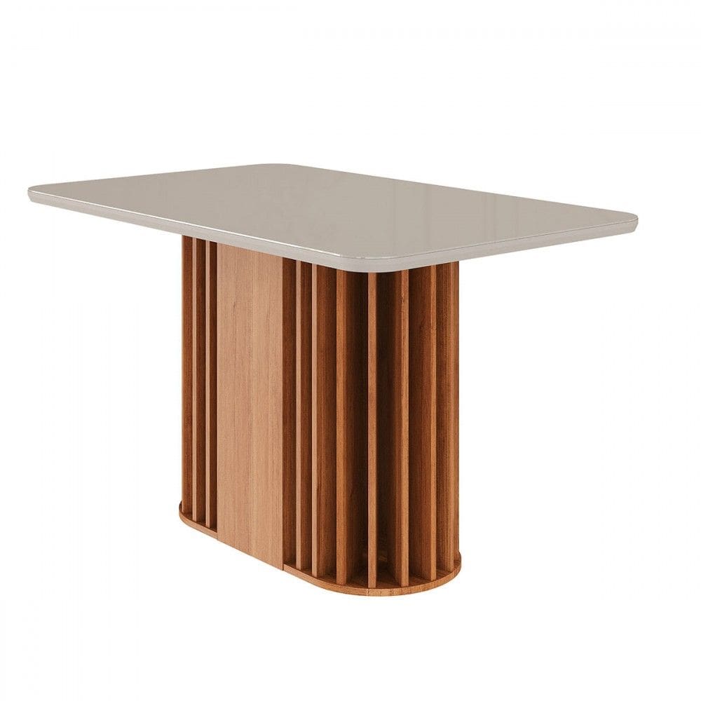 Mesa de Madeira Julieta 130 Cm com Vidro Cinamomo/Off White - Cimol