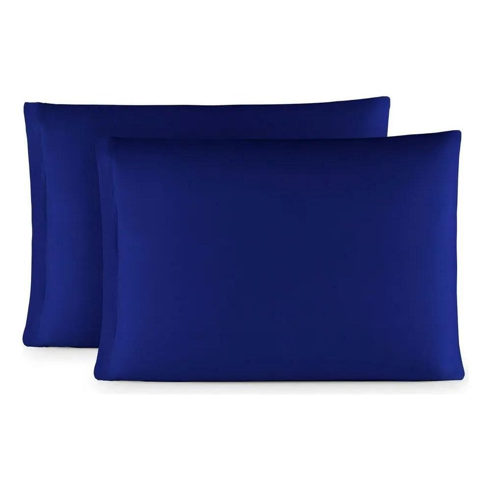 2X Kit 02 Fronhas Com Zíper De Malha Gel Grossa Marinho