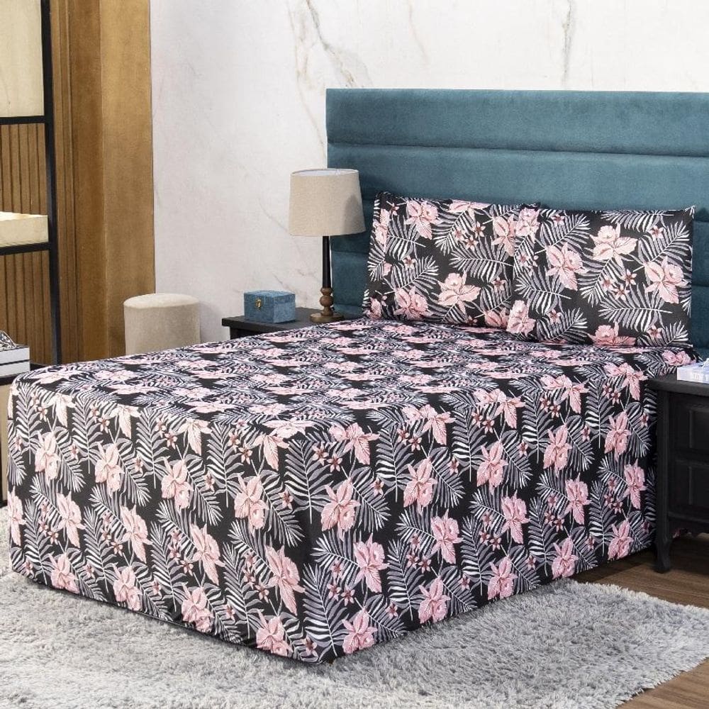 Jogo De Lençol Luva Solteiro Conjugada Colchão Box Malha 2P