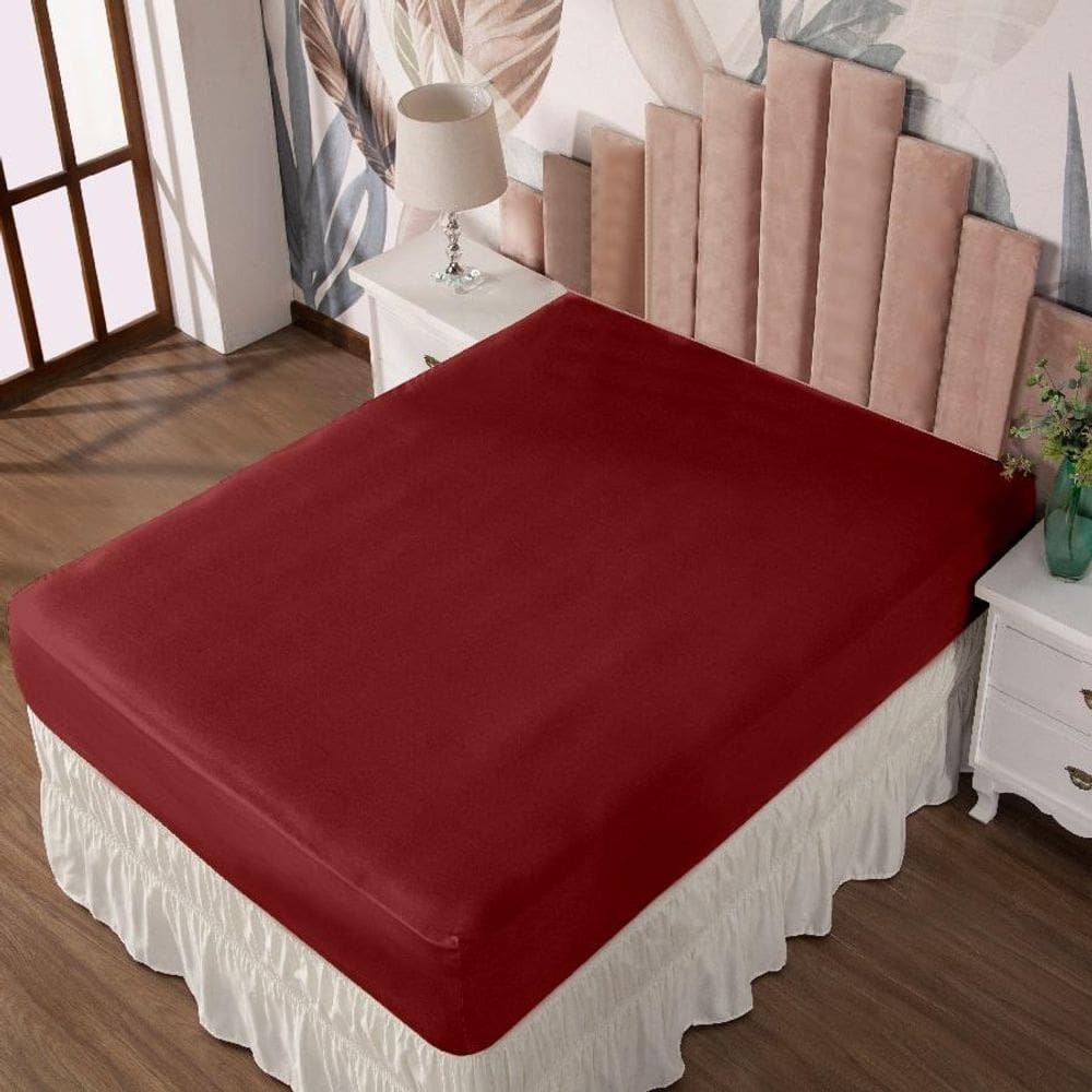 Lençol Casal Com Elástico Prático Malha Lisa 1 Peça