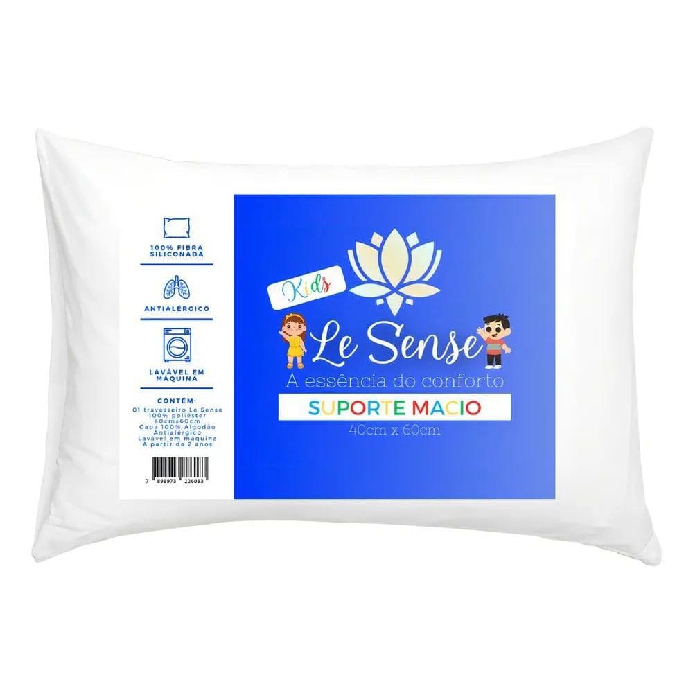 2X Travesseiro Antialérgico Le Sense Kids Capa 100% Algodão
