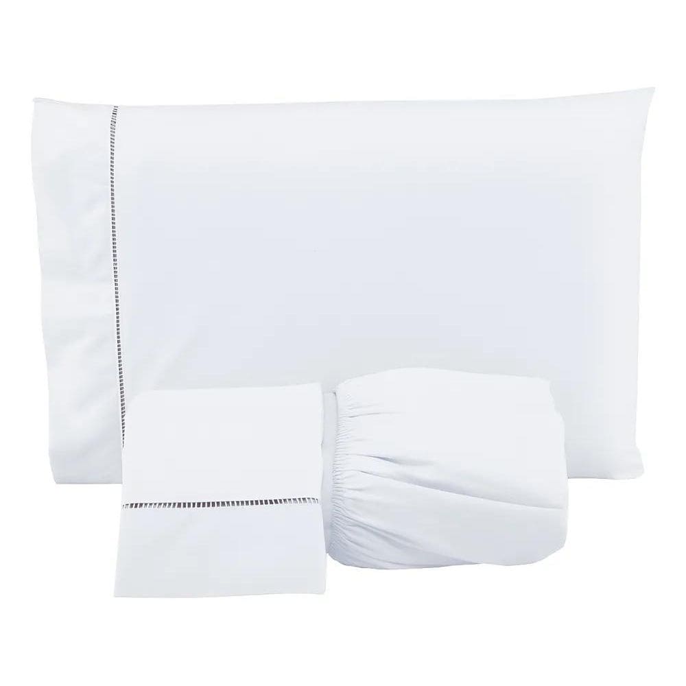 2X Jogo De Lençol Casal 3 Peças Percal 400 Fios Ponto Palito