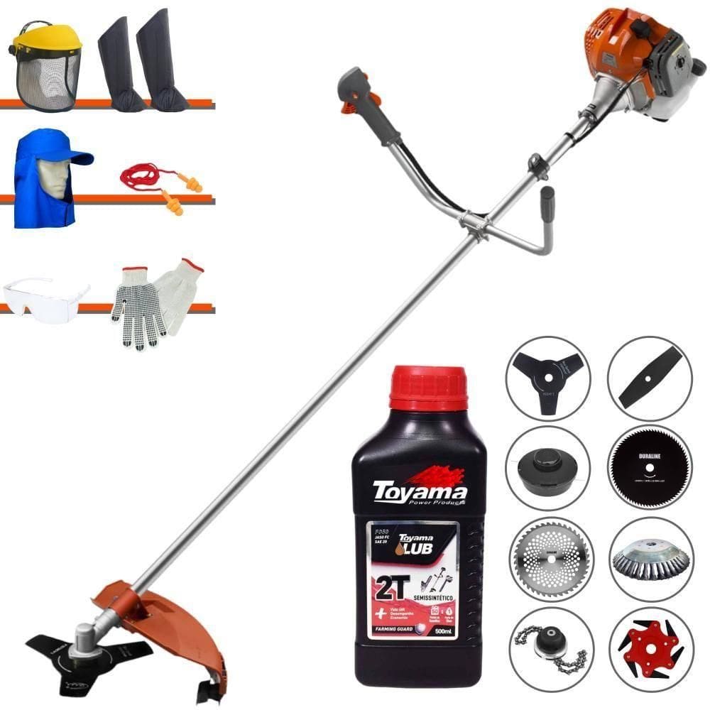 Roçadeira Tekna 52cc + 6 Facas + Escova + Epi + óleo Toyama