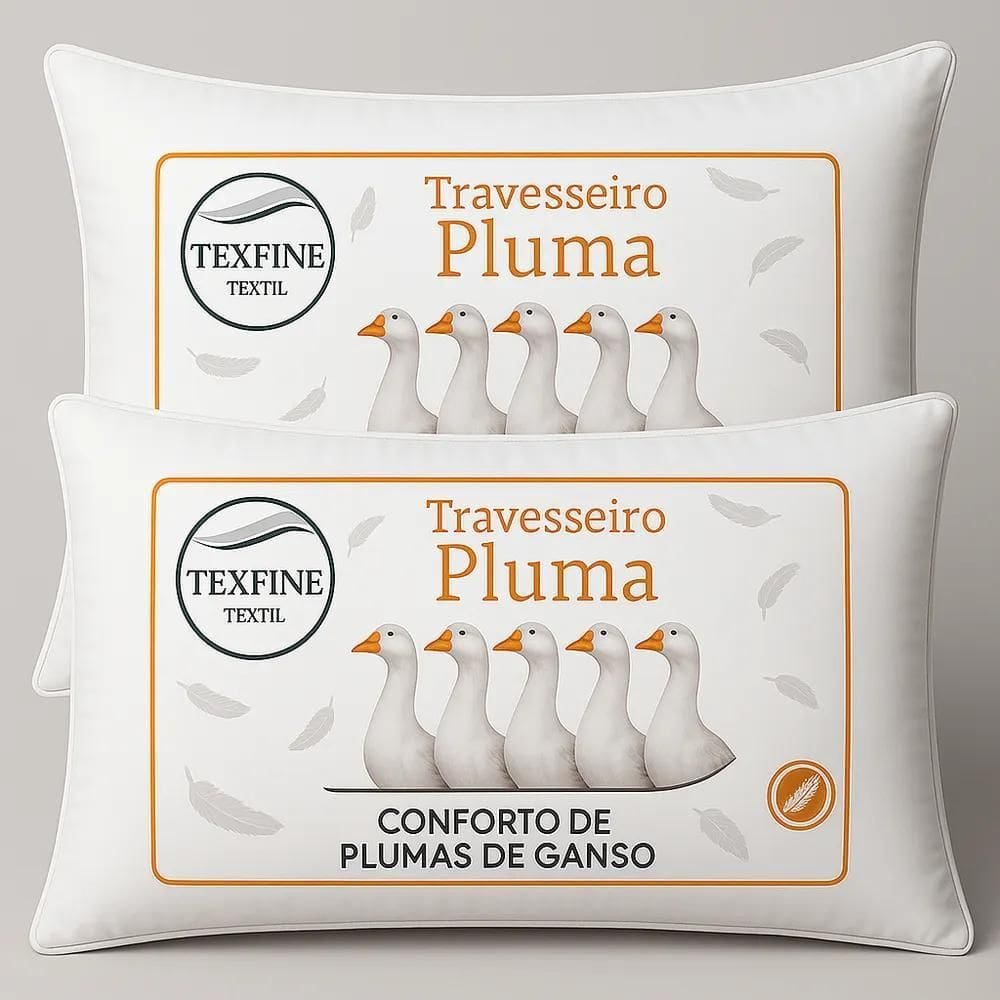 2X Kit 2 Travesseiro Pena De Ganso Texfine Silicone Macio An