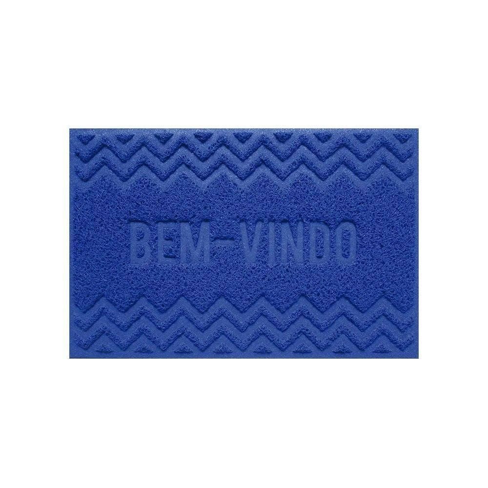 Capacho De Porta Pvc Antiderrapante 60X40Cm - Zig Zag Azul