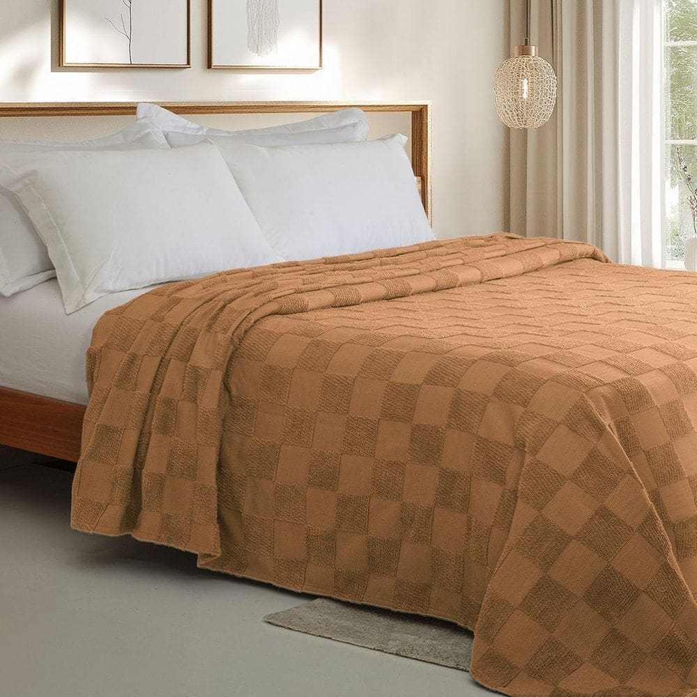 Colcha Chenille Jolitex Queen Nobre Toque De Algodão Tijolo