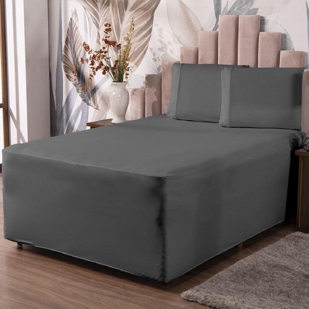 Jogo De Lençol Luva Solteiro Conjugada Colchão Box Malha 2P