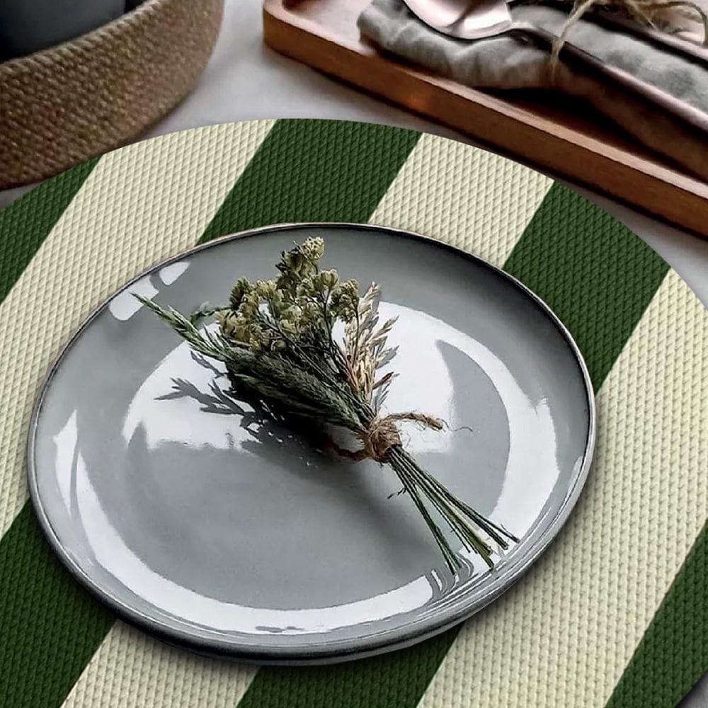 4 Jogo Americano Navy Alto Padrão Impermeável Redondo Bg Vd