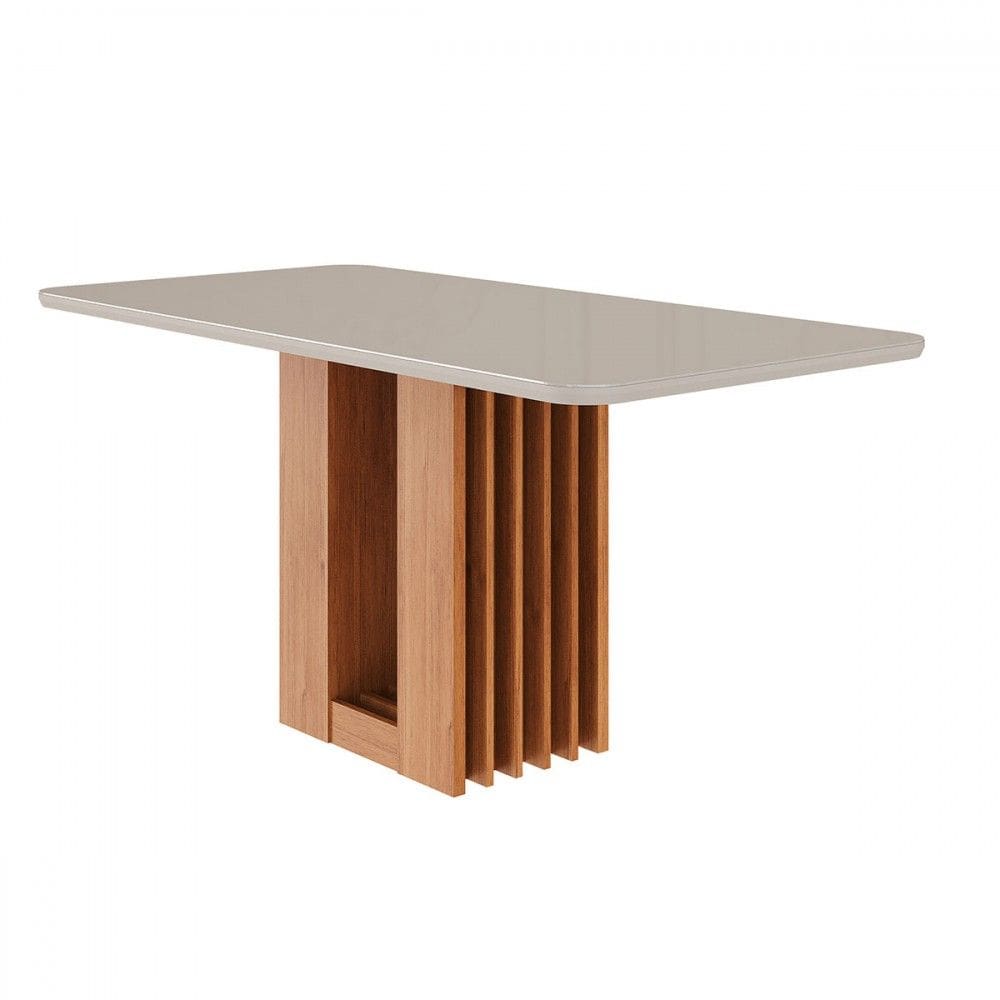 Mesa de Madeira Ariela 160 Cm com Vidro Cinamomo/Off White - Cimol