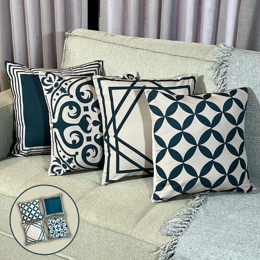 2X Kit 4 Capas De Almofadas Decorativas Com Zíper Invisível