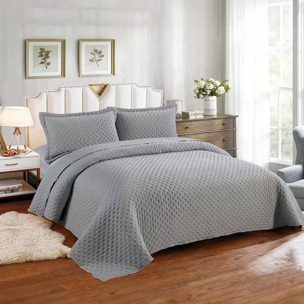 Kit Colcha / Cobre Leito Casal Plume - Sultan Grafite