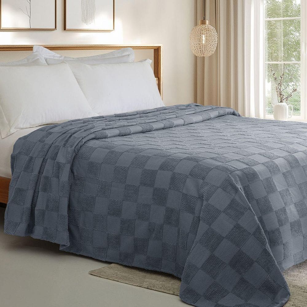 Colcha Chenille Jolitex Casal Nobre Toque De Algodão Azul