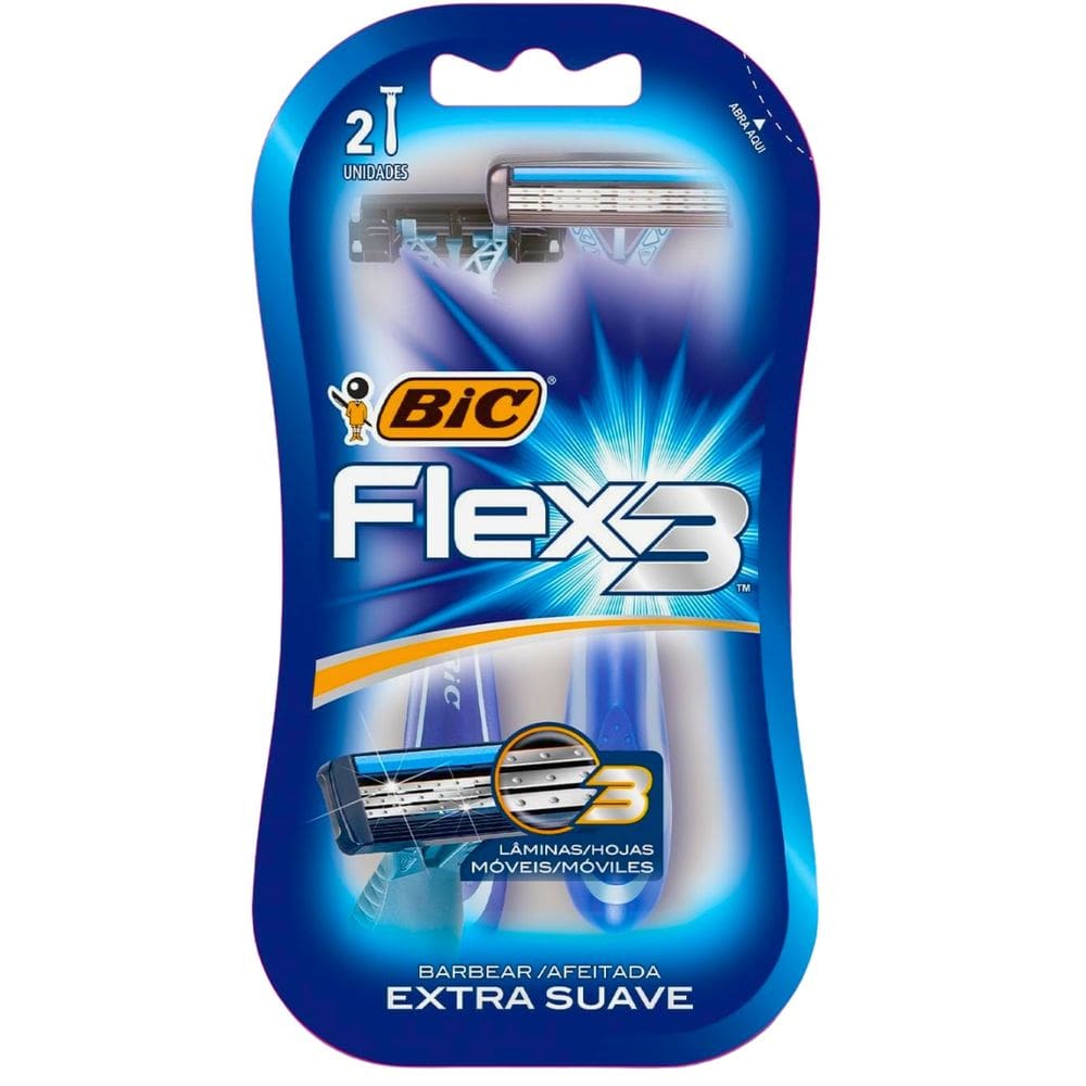 Aparelho de Barbear Flex 3 Extra Suave 2 Unidades Bic