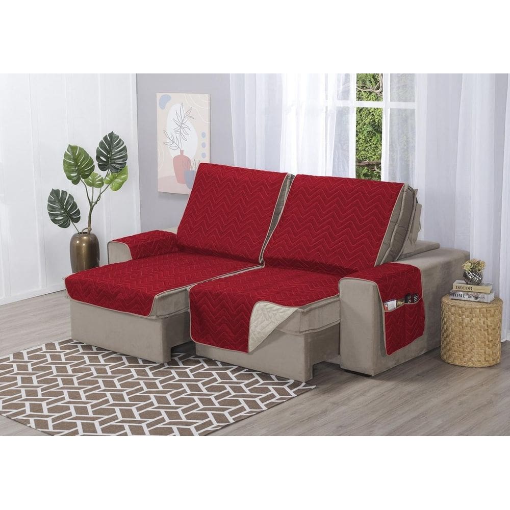 Capa Sofá Retrátil Protetor 4 Lugares 2,40M Assento Dupla