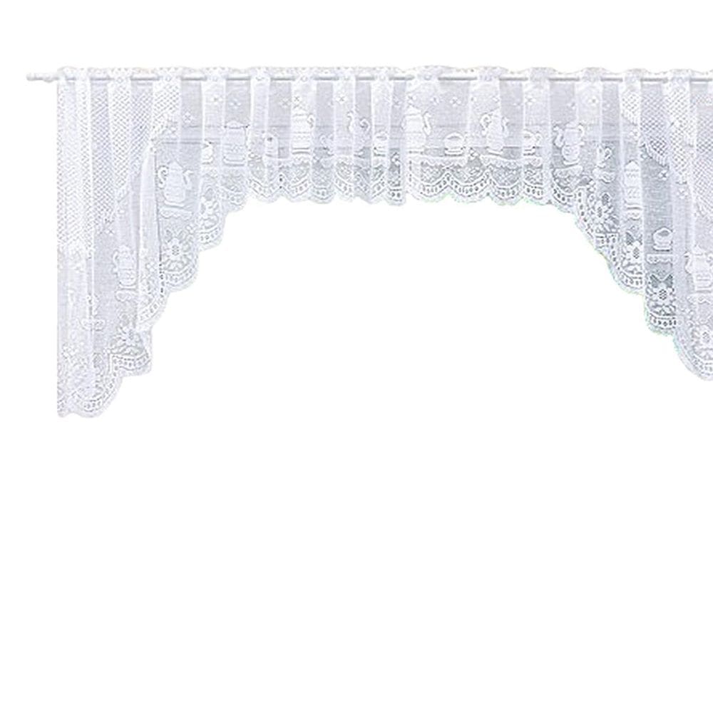 Cortina Bando Renda Cascata Cozinha Bule 3,15X1,00