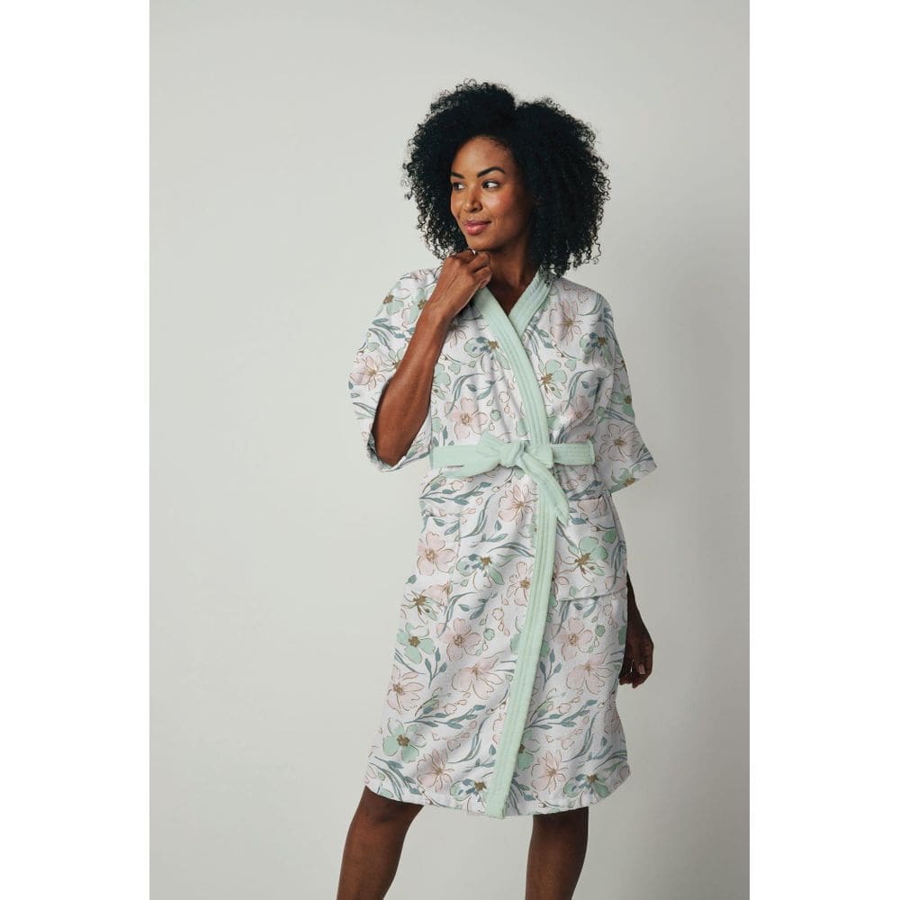 Roupão Aveludado Adulto Quimono Estampado Buque M Lepper