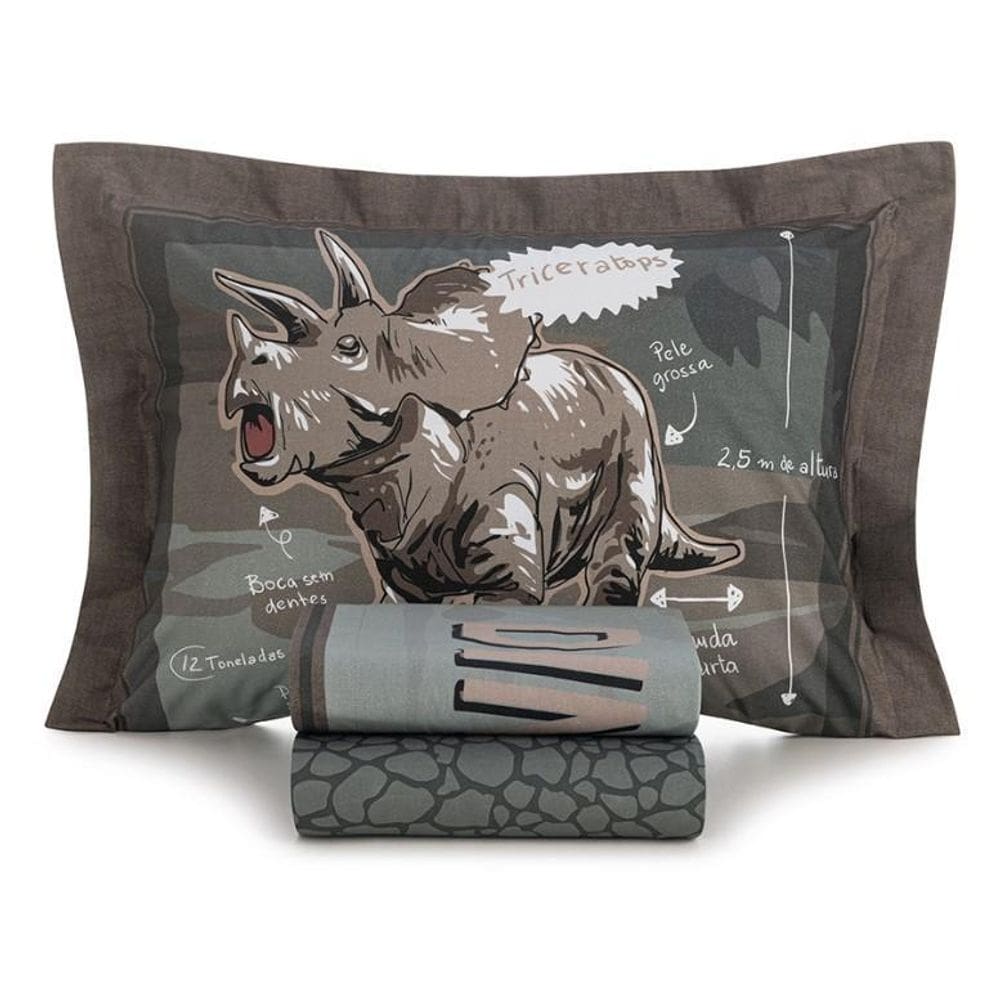 Jogo De Cama Solteiro Infantil T-Rex 200 Fios Karsten